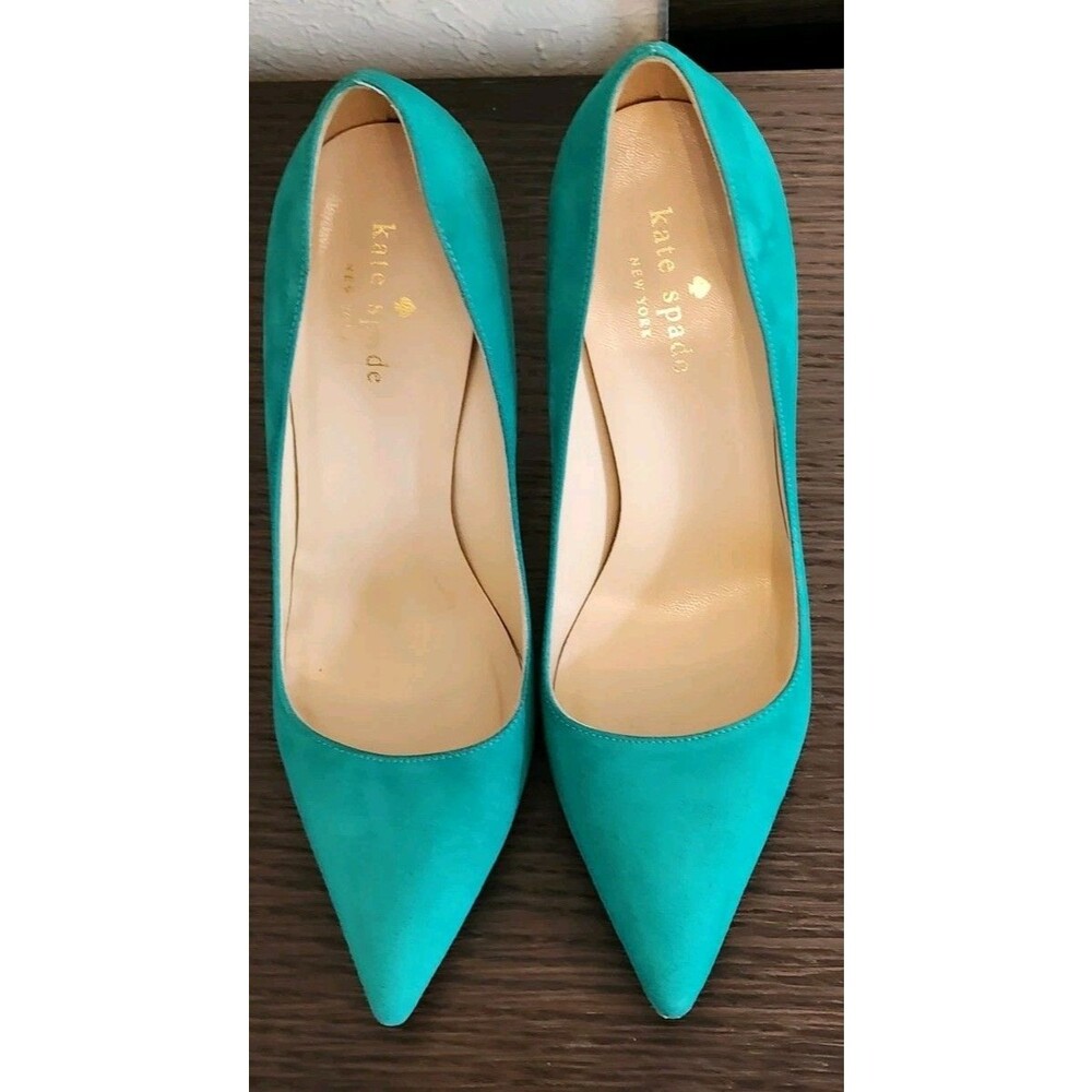 KATE SPADE NY Green Suede High Heel Pointed Toe Pumps Women’s Size 6.5 - Picture 2 of 8